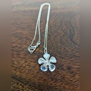 Sweet Bohemian Sterling Silver Flower Pendant With Necklace Chain 925